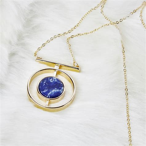 Circle Blue Gemstone Necklace By Junk Jewels