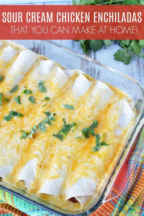 Pour and evenly spread the sour cream sauce over the enchiladas and sprinkle with the cheese. The best Sour Cream Chicken Enchiladas | Recipe | Sour ...