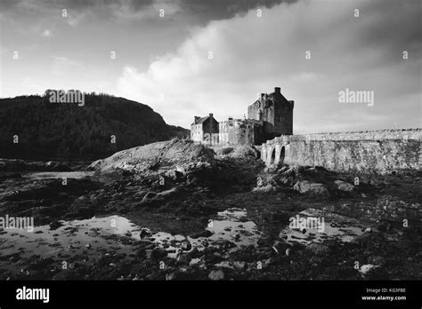 Eilean Donan Castle In Black And White Highlands Scotland Stock Photo