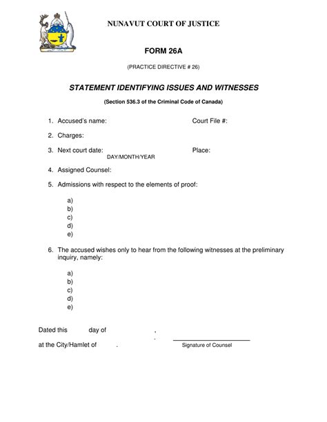 Form 26a Fill Out Sign Online And Download Fillable Pdf Nunavut