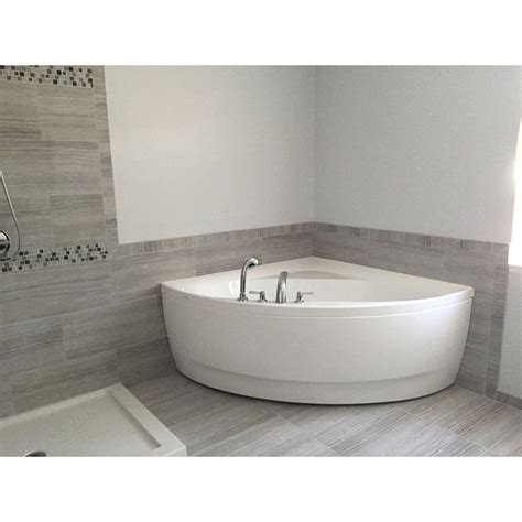 Olivia 55 Inch Acrylic Corner Bathtub White Corner Soaking Tub