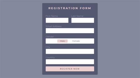 Registration Form In Html And Css Sign Up Form Design Youtube
