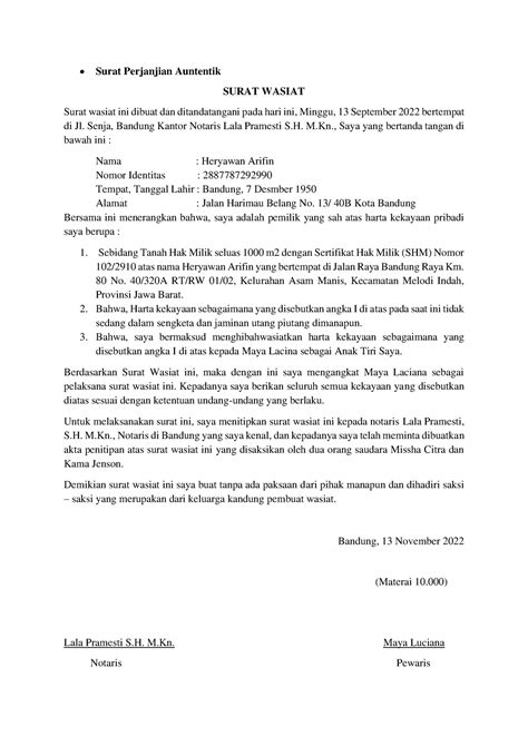 Contoh Surat Perjanjian Korespondensi Niaga Surat Perjanjian