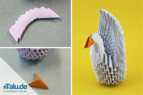 Folded with 8 rectangular sheets of paper, without glue. Tangrami Anleitung - 3D Origami Schwan falten | Figuras