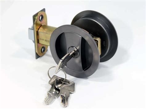 Cavity Sliding Door Lock Round Single Cylinder Gunmetal The