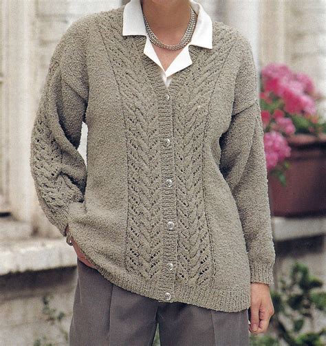 Instant Pdf Digital Download Ladies Girls Double Knit Cardigan Etsy Ladies Knitting Patterns