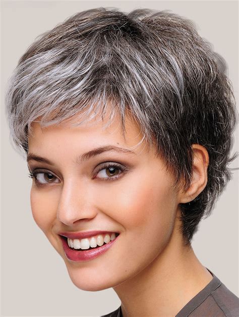 Short Monofilament Synthetic Womens Grey Wigs