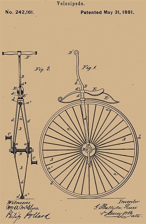 1881 Patent Velocipede Bicycle Archival History Invention By