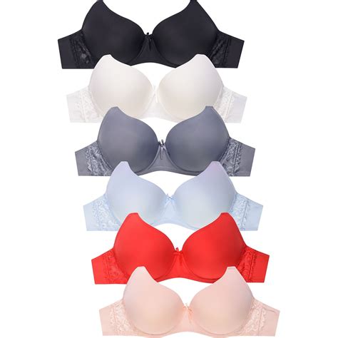 womens 6 pack of everyday plain lace d dd ddd cup bra various style 4343pld 42d