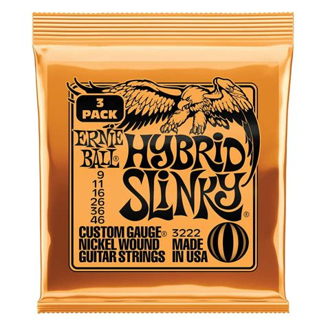 Ernie Ball Hybrid Slinky Nickel Wound Electric Guitar Strings 3 Pack
