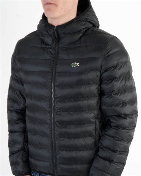 Lacoste Quilted Hooded Jacket Black 80s Casual Classics