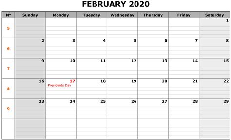 Cute February 2020 Calendar