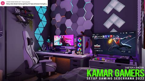 Kamar Gamers Minimalis Futuristik Ukuran 3x3 Meter Dengan Setup Gaming