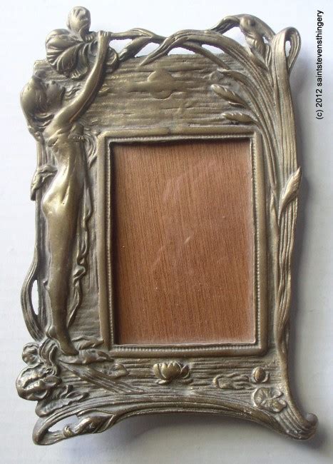 Ornate Art Nouveau Deco Cast Brass Easel Picture Frame Mirror