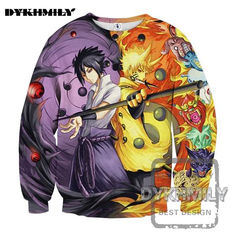 Dykhmily 2017 Spring Autumn New Fashion Naruto Uzumaki Naruto Uchiha Sasuke 3d Print Funny