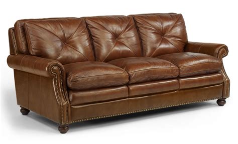 Latitudes Suffolk Leather Stationary Sofa By Flexsteel Flexsteel