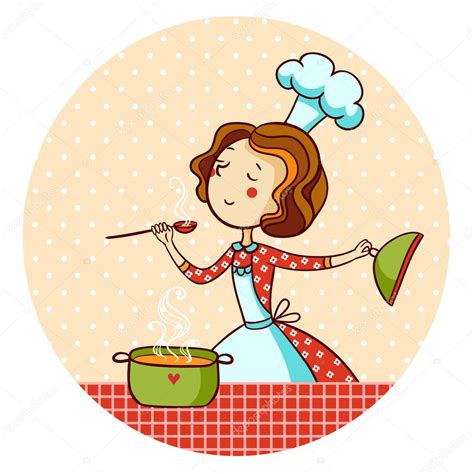 Mujer En Cocina Cocinero — Archivo Imágenes Vectoriales © Svaga 41873085