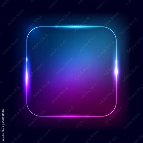 Neon Frame Rectangle Or Square Shape Glow Border On The Black