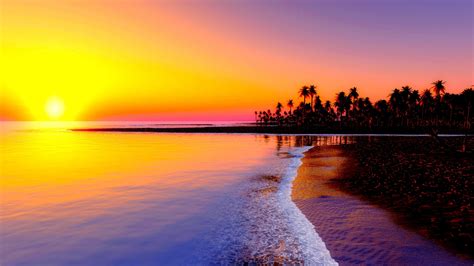 Sky, sunset, shore, sea, horizon, cloud, water, sunray, coast. 4K Sunset Wallpaper | Beach wallpaper, Beach background ...