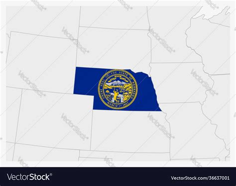 Us State Nebraska Map Highlighted In Nebraska Vector Image