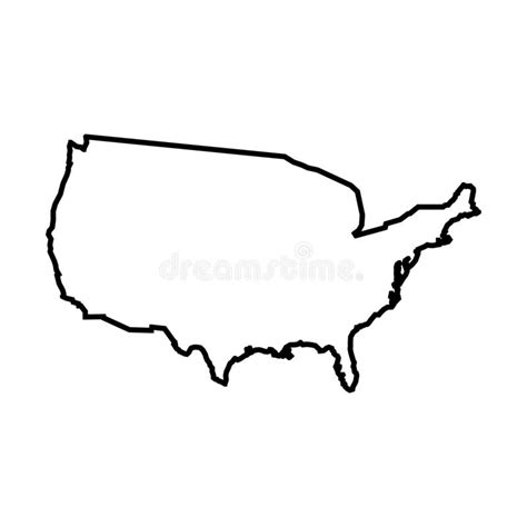 United States Of America Map United States Outline Isolated On White