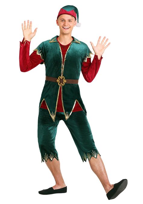 Men S Deluxe Holiday Elf Costume Walmart