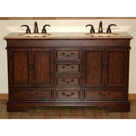 40 floating bathroom vanity with top wall mounted vanity cabinet single sink vanity with drawer undermount sink without mirror. Silkroad Exclusive 60-in Red Chestnut Double Sink Bathroom Vanity with Travertine Top Lowes.com ...