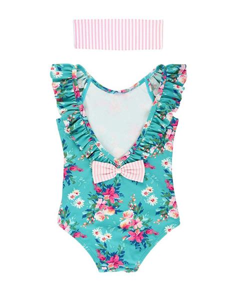 Rufflebutts Baby Girls Ruffled Swimsuit Swim Headband Set Macys