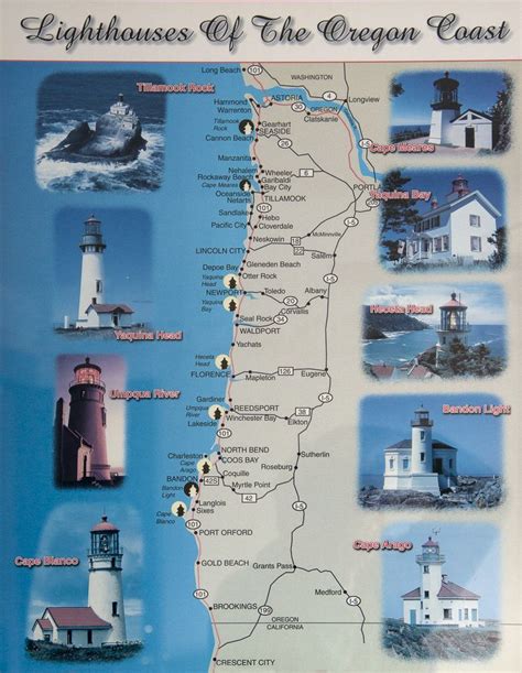 Oregon Coast Lighthouses Map Keith N Olivier