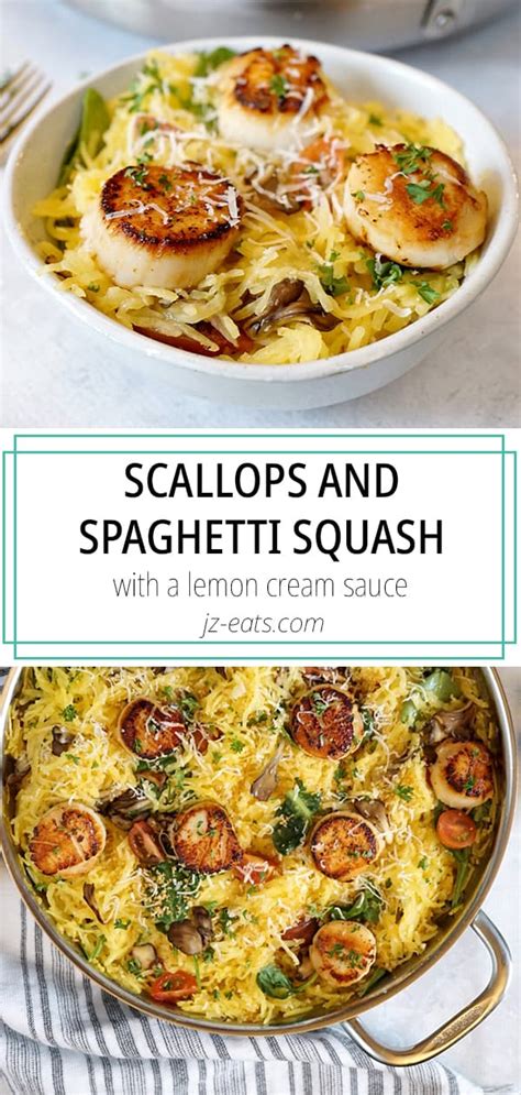 These low carb seared scallops and creamed spinach met all of the criteria in spades! Low Carb Seared Scallops And Spaghetti Squash Recipe - JZ Eats