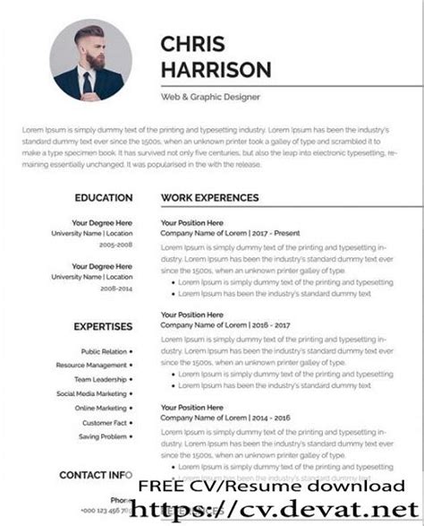 Free Professional Resume Template In Word Format Cv Resume Download Share