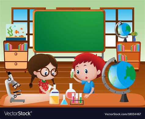 Classroom Scene With Kids Doing Science Experiment