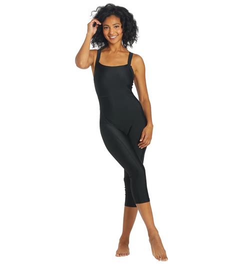 Sporti Active Solid One Piece Cropped Swim Unitard At