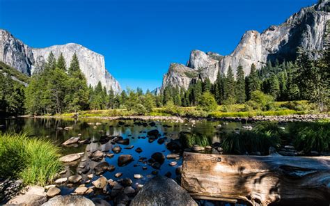Download Wallpapers Usa Yosemite National Park River Mountains