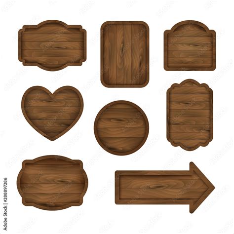 Wooden Sticker Label Sign Collection Set Of Dark Brown Various