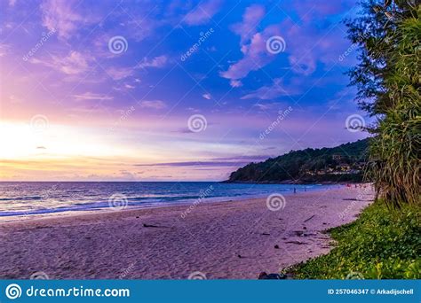 Beautiful Stunning Colorful And Golden Sunset At Phuket Island Thailand