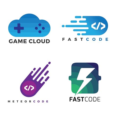 Premium Vector Fast Code Logo Pack And Game Cloud Logo Design Template