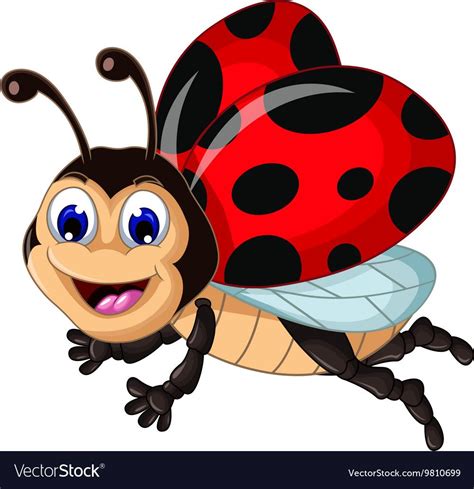 Vector Illustration Of Funny Ladybugs Flying Cartoon For Your Design