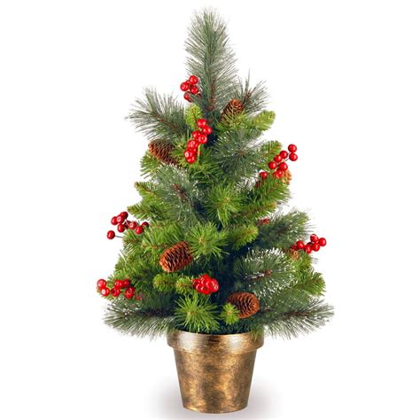 Unlit 2 Crestwood Spruce Small Artificial Christmas Tree With Silver
