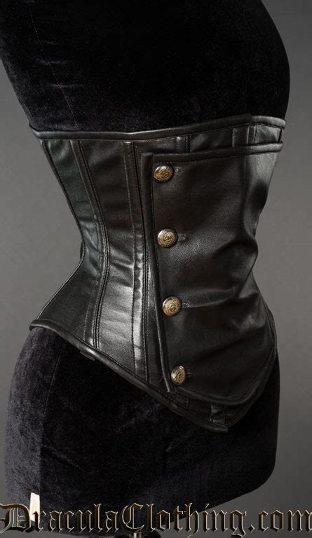 Black Faux Leather Officer Corset