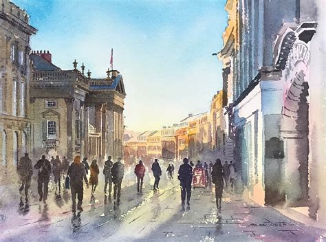 Grey Street Newcastle Winter Morning Light Alan Reed Art Newcastle