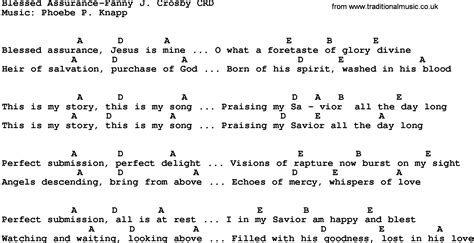 Gospel Song Blessed Assurance Fanny J Crosby Lyrics And Chords
