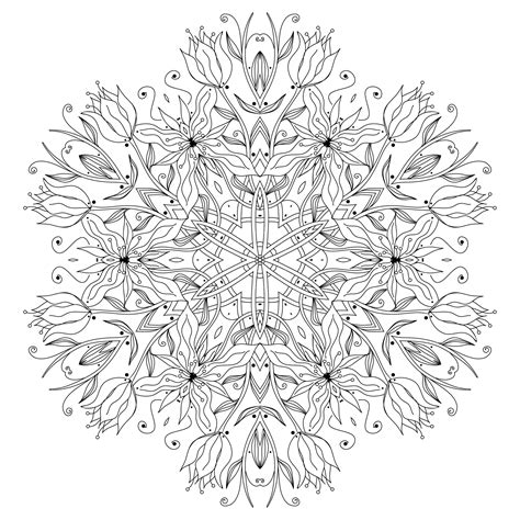 Smooth Flowers And Vegetal Patterns Mandala To Color Difficult