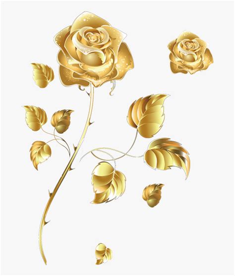 Clip Art Golden Color Flowers Gold Roses Png Transparent Png