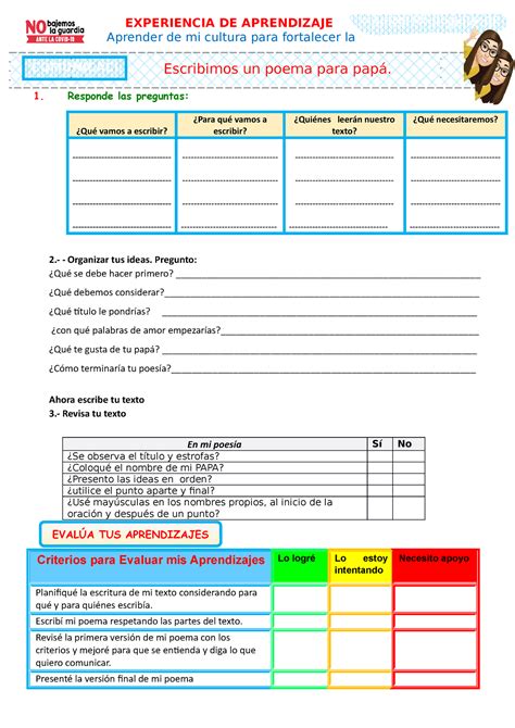 D5 A1 Ficha escribe Poema PAPA 1 Responde las preguntas Qué vamos