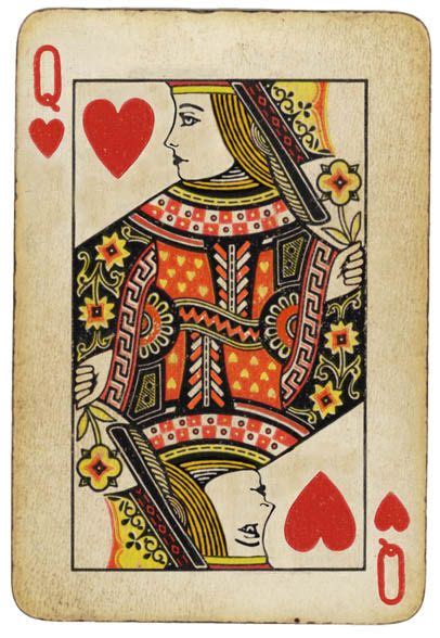Conjoined Queens Hearts Playing Cards Card Art Queen Of Hearts Card