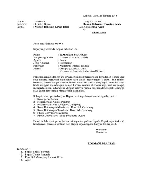 15 contoh surat pengunduran diri atau resign format cara membuat. Contoh Surat Permohonan Bantuan Rumah Layak Huni - Contoh Seputar Surat