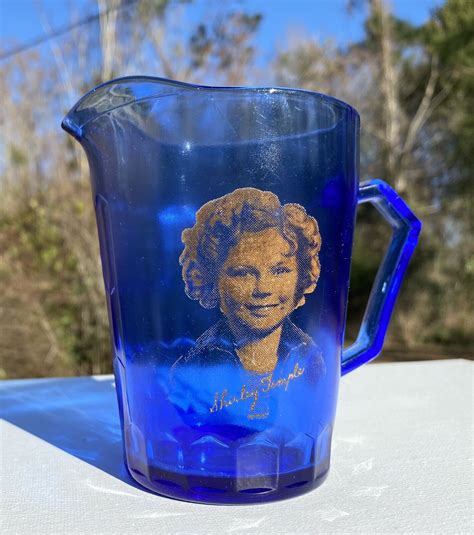 Vintage Shirley Temple Cobalt Blue Glass Creamer Pitcher Excellent