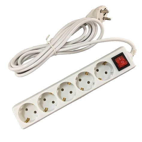 Eu Standard Ac Power Extension Socket With 5 Way Outlet 3m Cable Eu