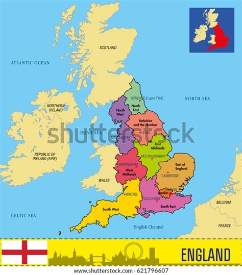 Vector Highly Detailed Political Map England Stock Vector Royalty Free